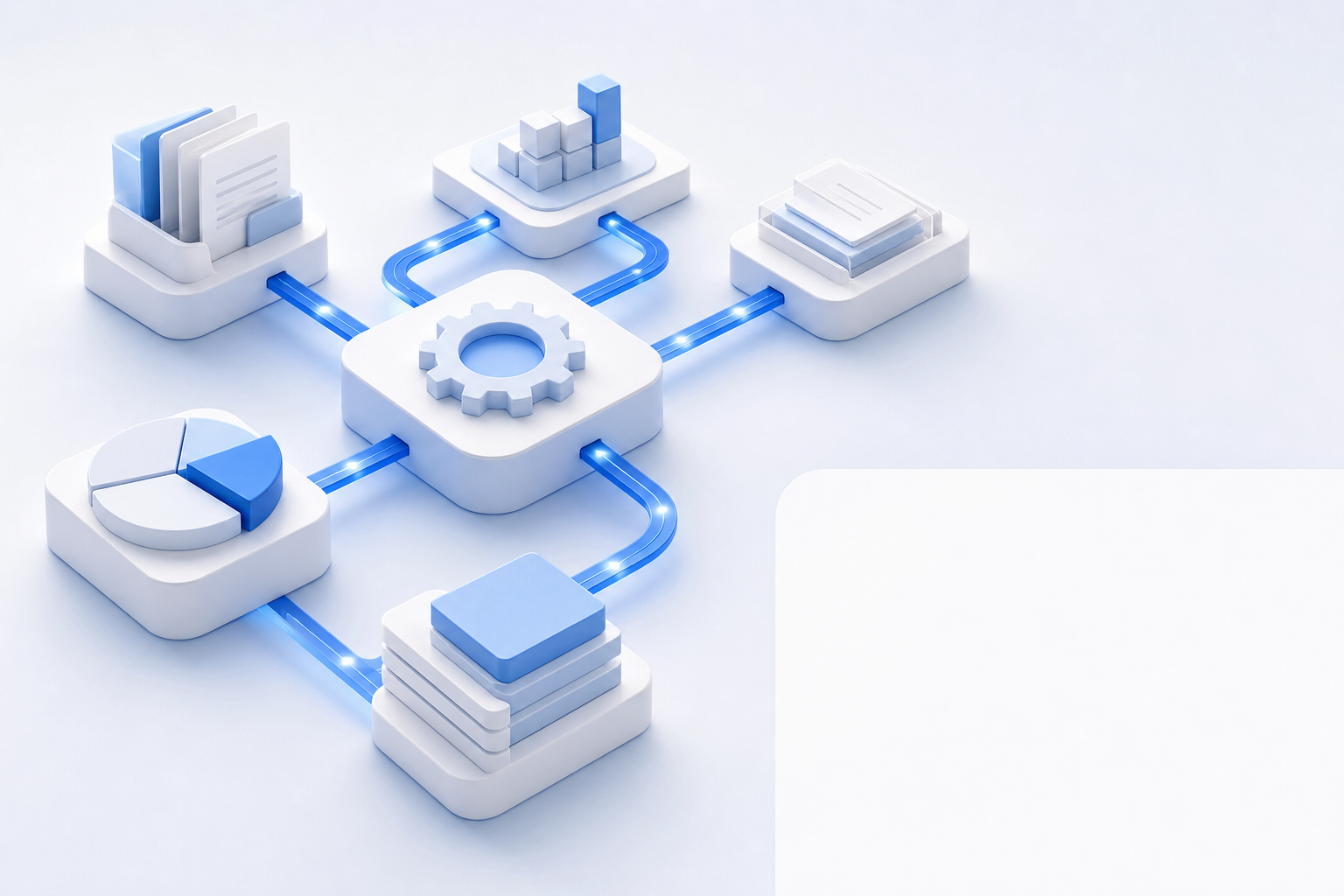 An illustrated network of connected business systems